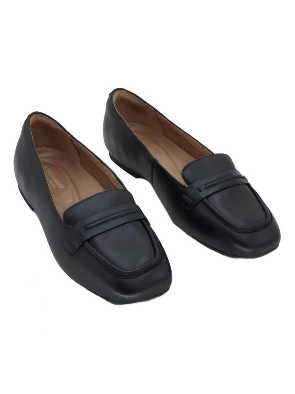 Easy Spirit Womens Nadira eFlex Black Leather Flats Size 10W